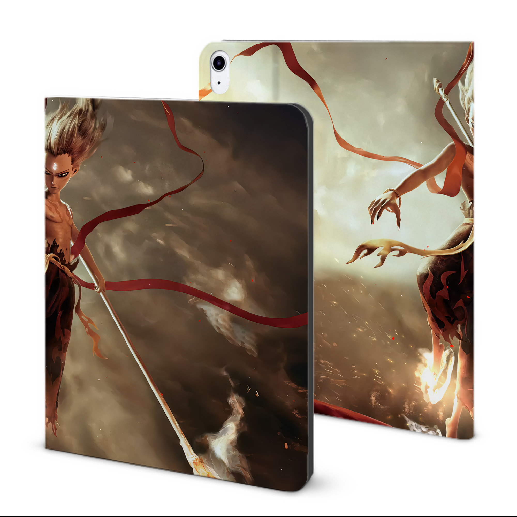 （画像用） Ne Zha 2 ナタ 魔童の大暴れ IPad ケース ブック型 PUレザー TPU 耐衝撃 軽量 薄型 ペン収納なし 全面保護 IPad 各モデル対応